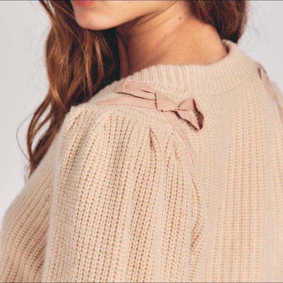 LoveShackFancy Branton Cashmere Cropped Cardigan - Picture 3 of 8